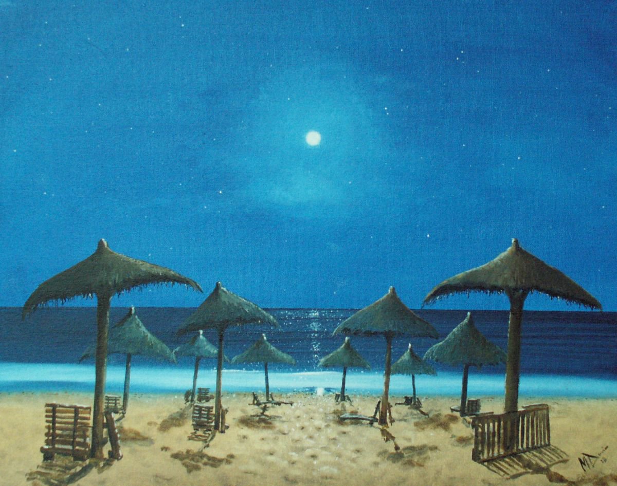 Impressionistic Landscape Painting By Mel Davies Original Art, 20 X 16", Starry Starry Night, Original Artwork