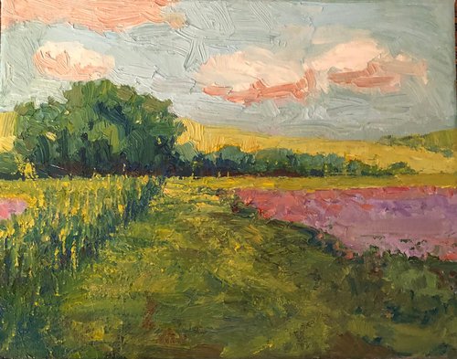Peace in the air, oil landscape by Padmaja Madhu