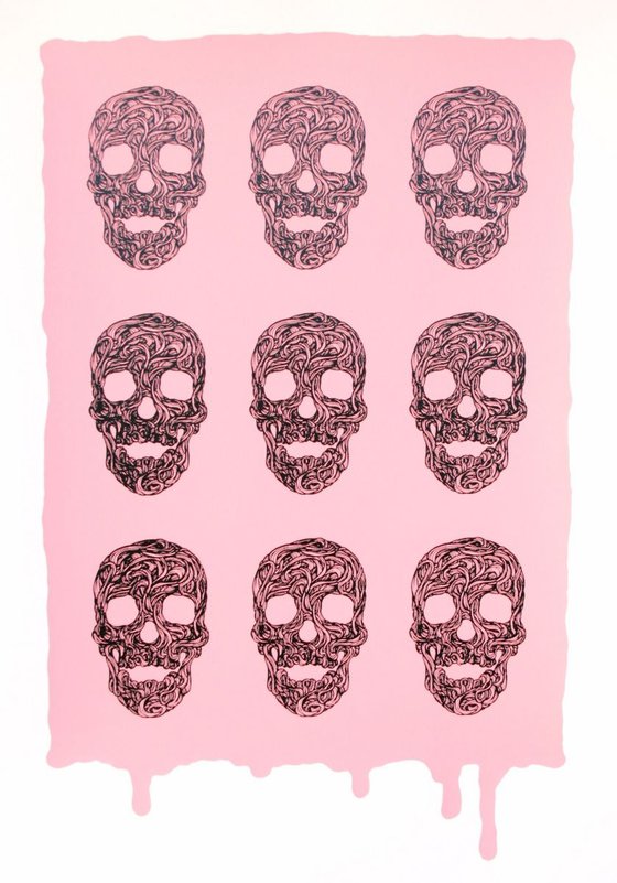 Swirly Skulls on Pink