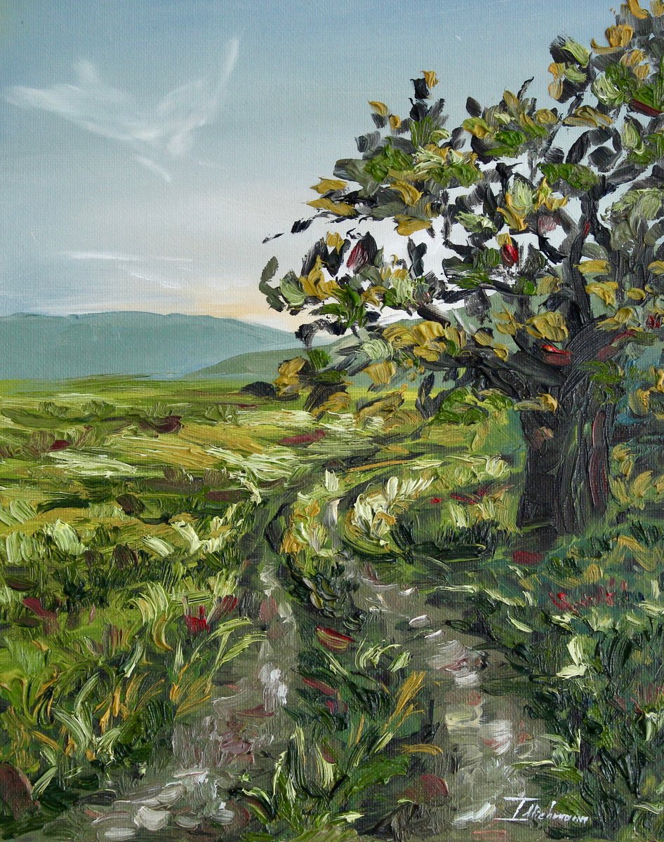 Impressionistic Landscape Oil Painting By Liza Illichmann, 9 X 12", Nature, Original Artwork