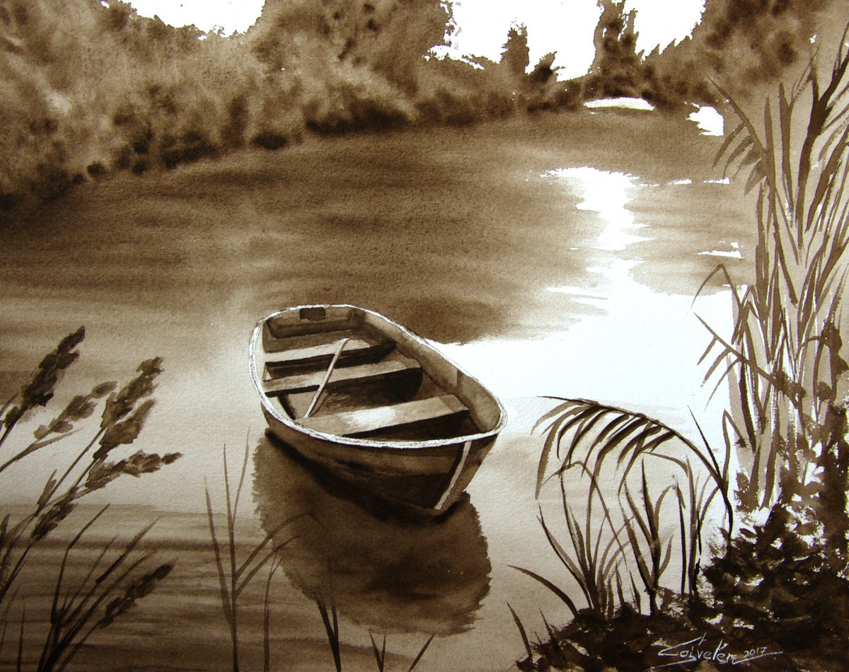 Boat in monochrome by Elena Gaivoronskaia