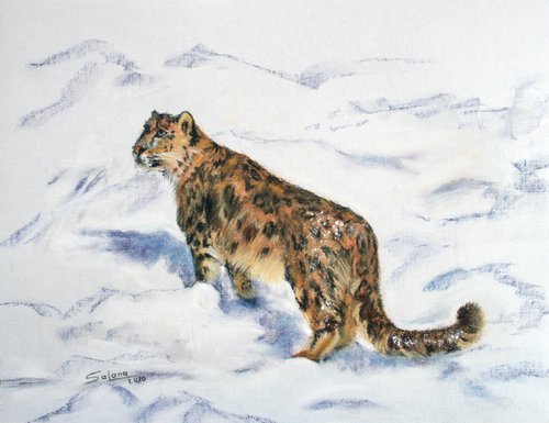 Snow Leopard I /  ORIGINAL PAINTING by Salana Art Gallery