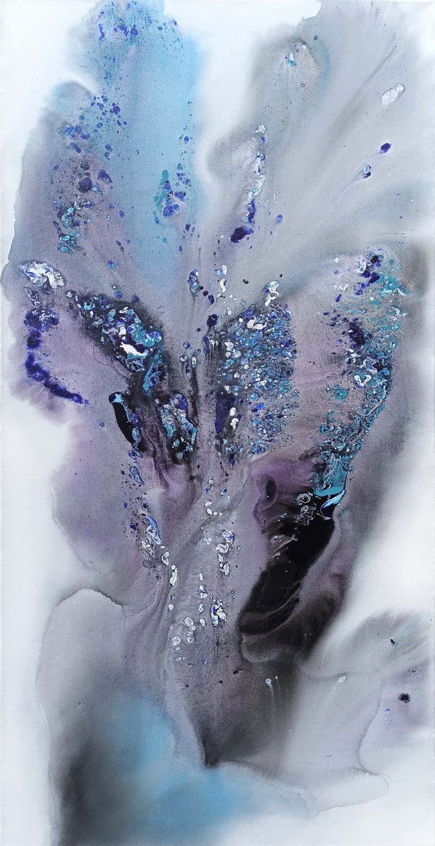 Abstract Acrylic Painting By Muriel Napoli, 24 X 47", Nature 445, Original Artwork