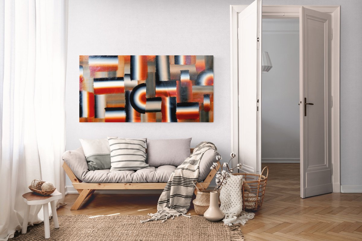 Abstract Acrylic Painting By Sumit Mehndiratta, 61 X 31", Composition No. 436, Original Artwork