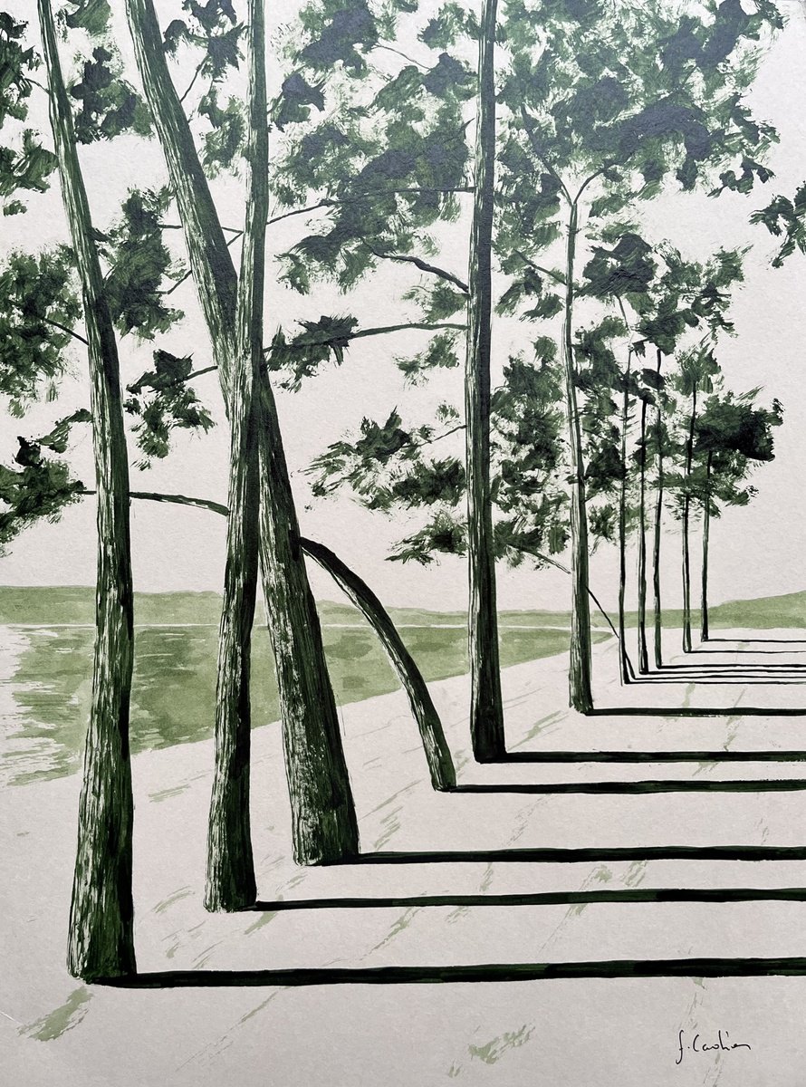 Impressionistic Landscape Painting By Cadiou Frederic, 13 X 17, Cap Coz Avenue, Original Artwork