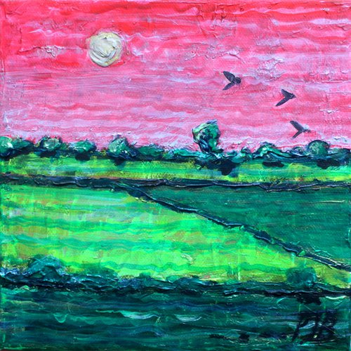 Strawberry Skies II (small 20 cm x 20 cm) by Paul J Best