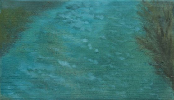 Blue Motion - Modra gibljivost, 2010, acrylic on wood, 9 x 15,5 cm