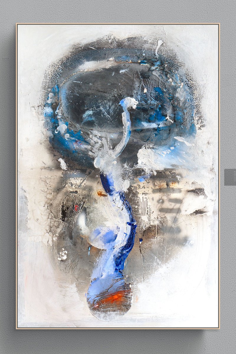 Organic Abstract Acrylic Painting By Adriano Ribeiro, 31 X 47, Abstract Ph16, Original Artwork