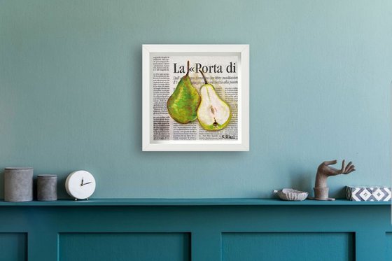 "Pear on Newspaper"