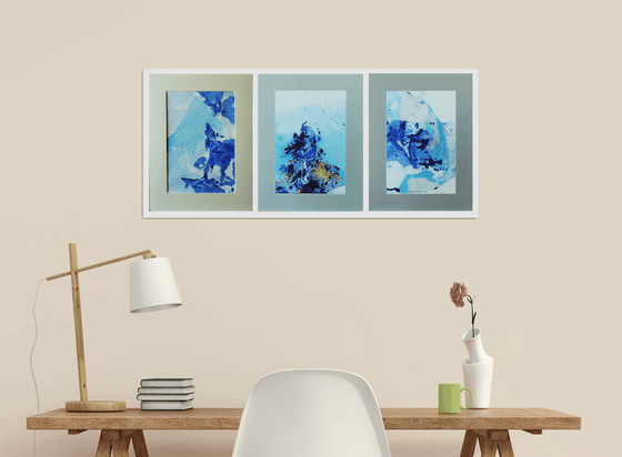 BLUE #4 (90x40) triptych