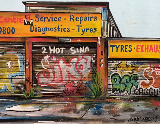 Garage  -  Original on canvas board