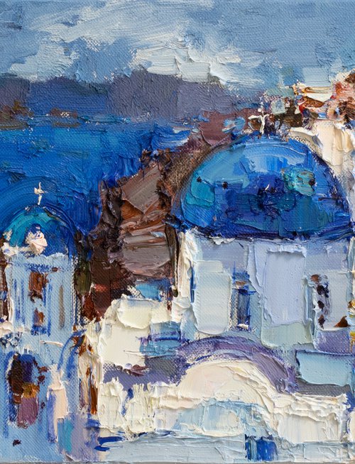 Santorini, Greece - Original landscape painting by Anastasiia Valiulina