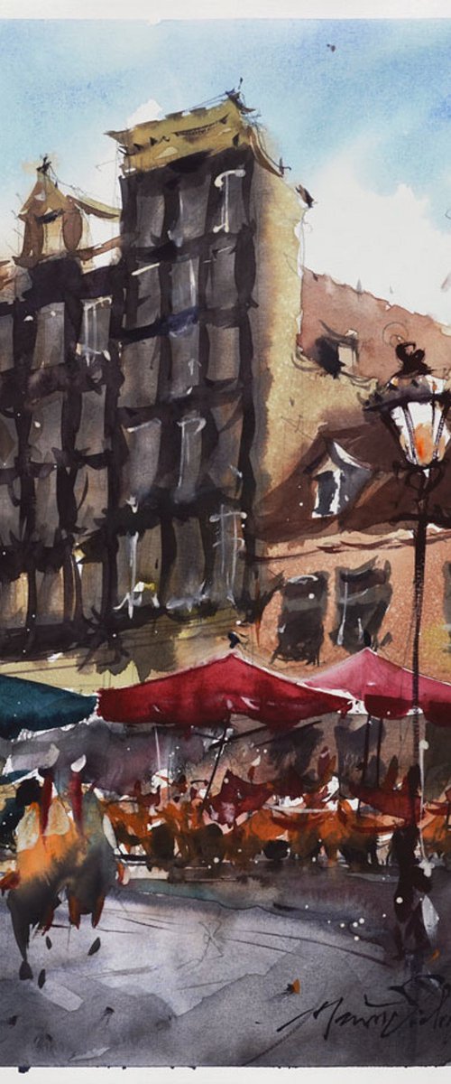 Amsterdam, watercolor painting by Marin Victor