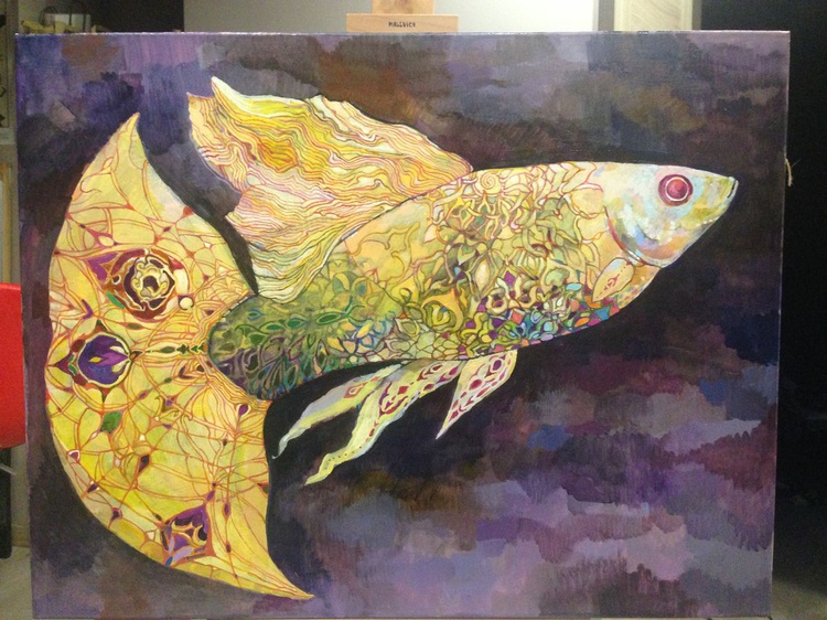 Sun Colored Fish Oil Painting By Olga Zelinska Artfinder
