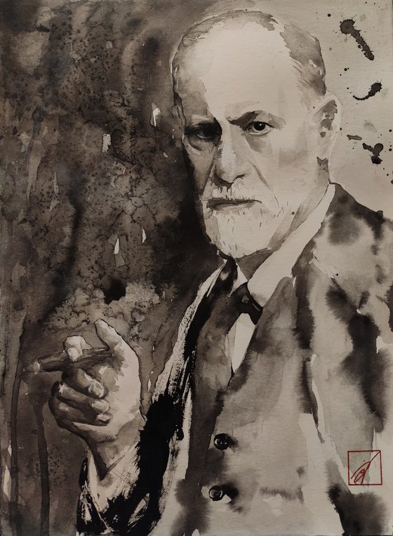 "Sigmund Freud" - Psychological Ink Portrait