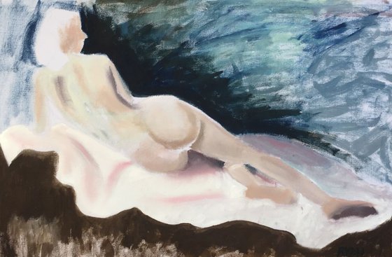 Back of A Woman On A White Towel study