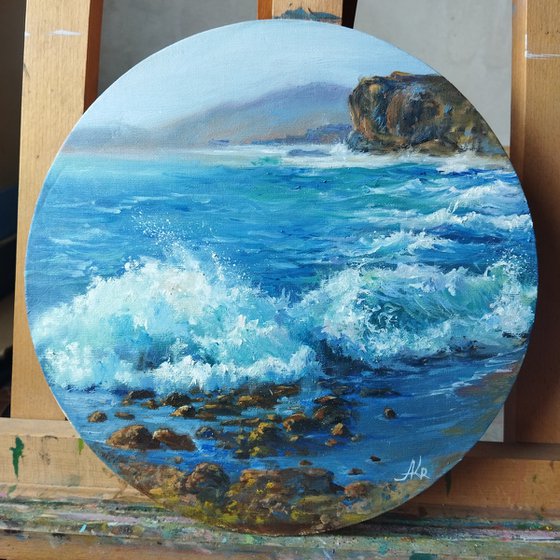 Crashing Waves at the Rocky Shore