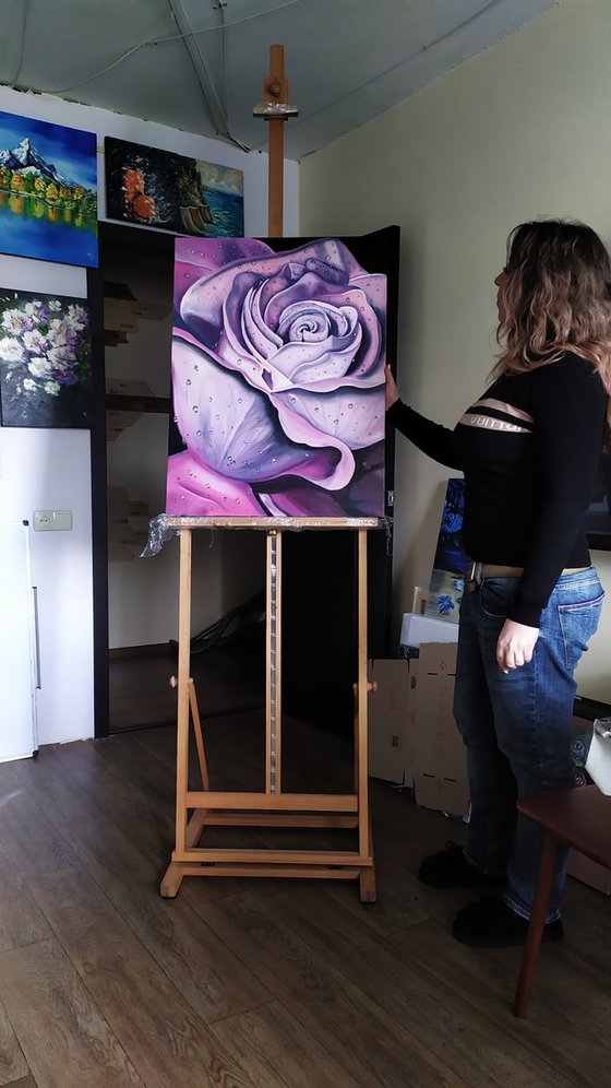 Rose of Marena, flower, canvas oriGinal oil art, floral painting, wall decor art, Gift for her