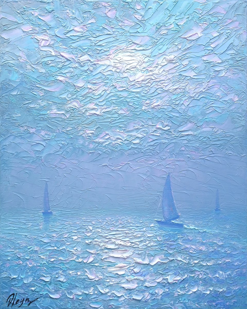 Impressionistic Landscape Oil Painting By Dmitry Oleyn, 16 X 20, Waves Of Passion, Original Artwork