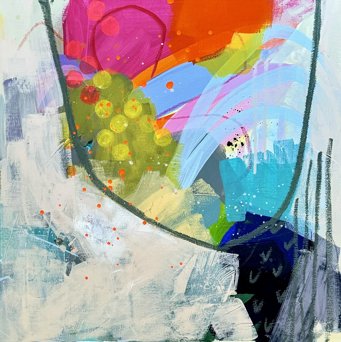 Abstract Acrylic Painting By Tanya Lytko, 16 X 16", "Tulipe", Original Artwork