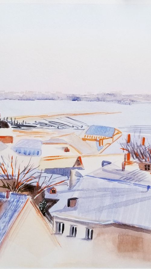 Winter Morning in Tallinn. by Alexandra Tomorskaya/Caramel Art Gallery
