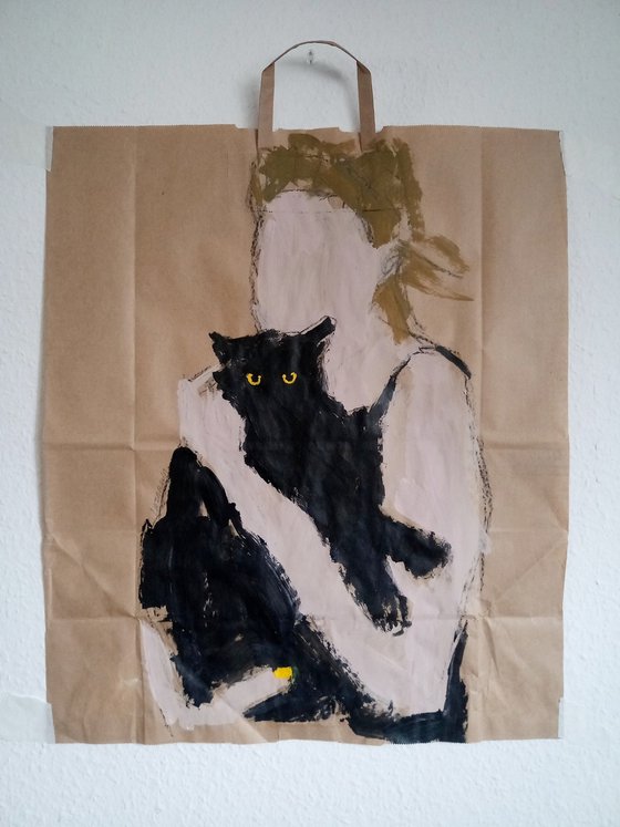 #43/24 Girl with black cat