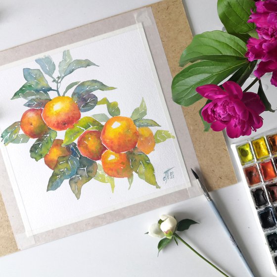 Watercolor Fruit Branches set