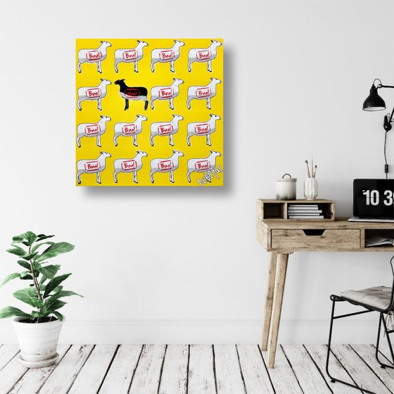 The Black Sheep - Yellow 61cm x 61cm