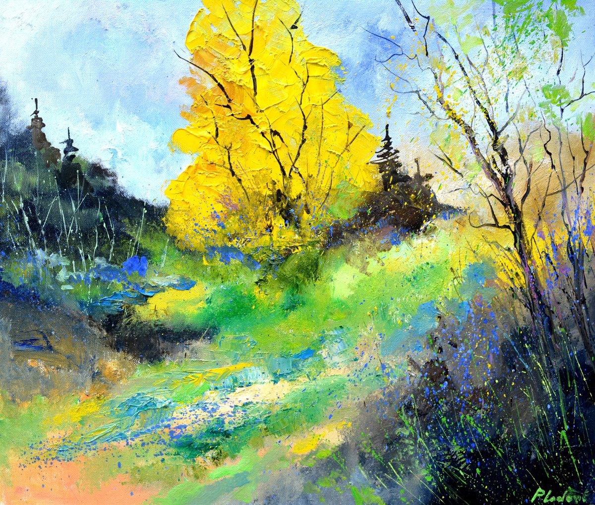 A Yellow Tree By Pol Henry Ledent, 28 X 24, Artwork For Sale On Artfinder