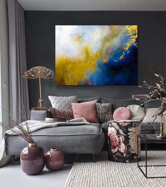 Large Original Painting,Oversize Painting Abstract Canvas Art Original Artwork Large Wall Art Abstract black and whiteand gold Art Abstract