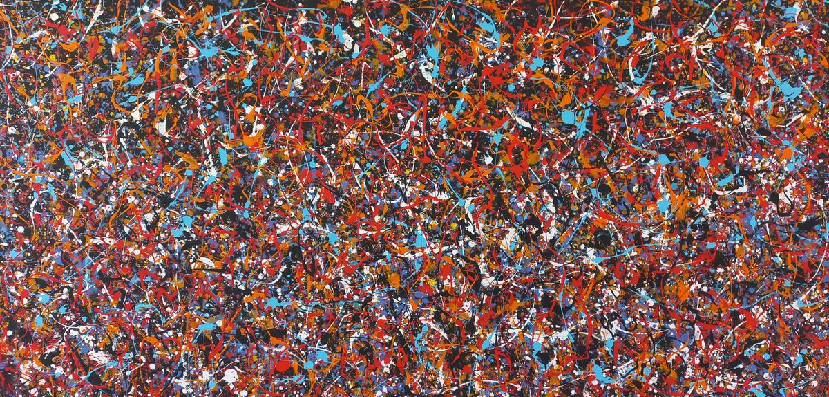 Abstract Acrylic Painting By Max Yaskin, 83 X 42", Chaos 2 By M.y., Original Artwork