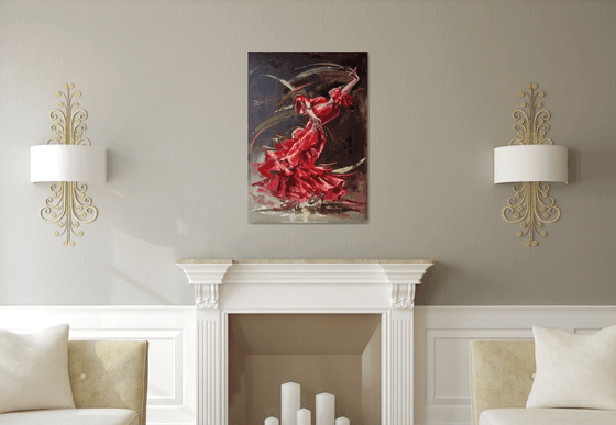 " FIRE DANCING FLAMENCO IN RED "