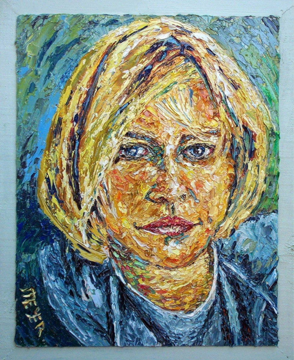 Expressive Portrait Oil Painting By Richard Meyer, 16 X 19", Portrait Of Meg Ryan, Original Artwork