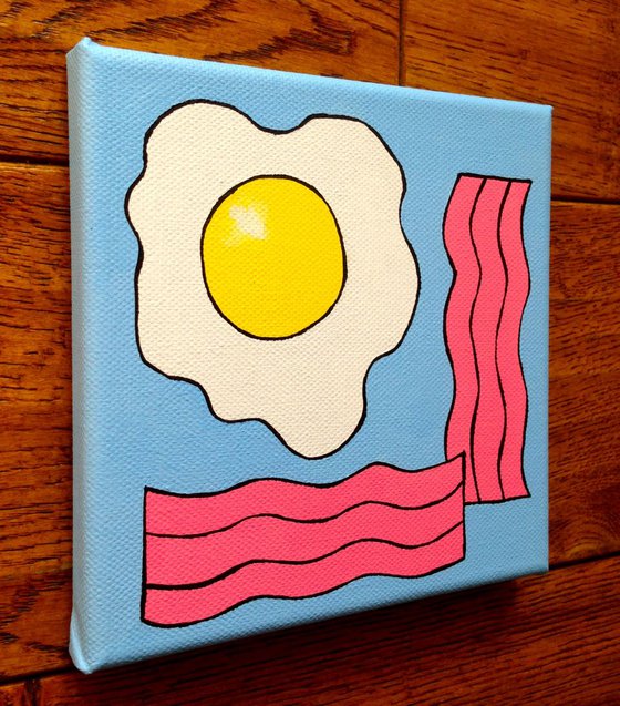 Fried Egg And Bacon Pop Art Painting Canvas