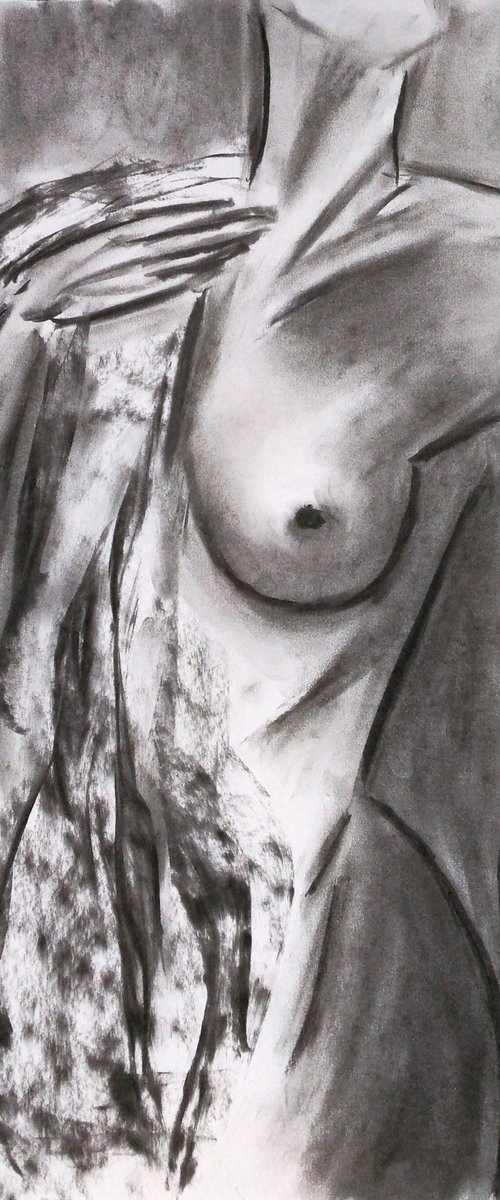 Female Nude charcoal art by Halyna Kirichenko