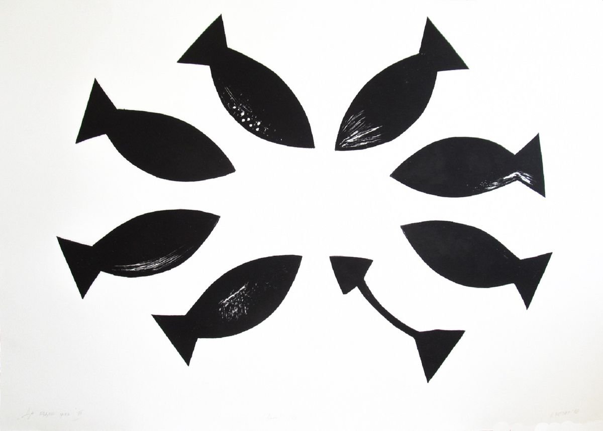 Animal Linocut By Kristina Vatova, 39 X 28", "To Be The First Iii", Original Artwork