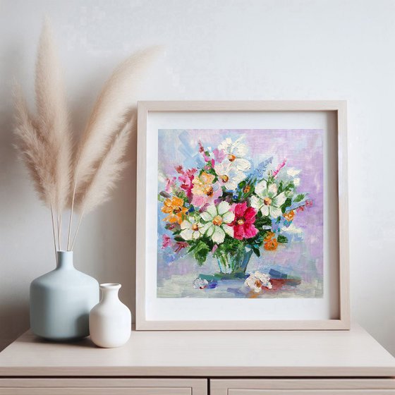 Bouquet Painting Floral Original Art Small Artwork Flower Still Life