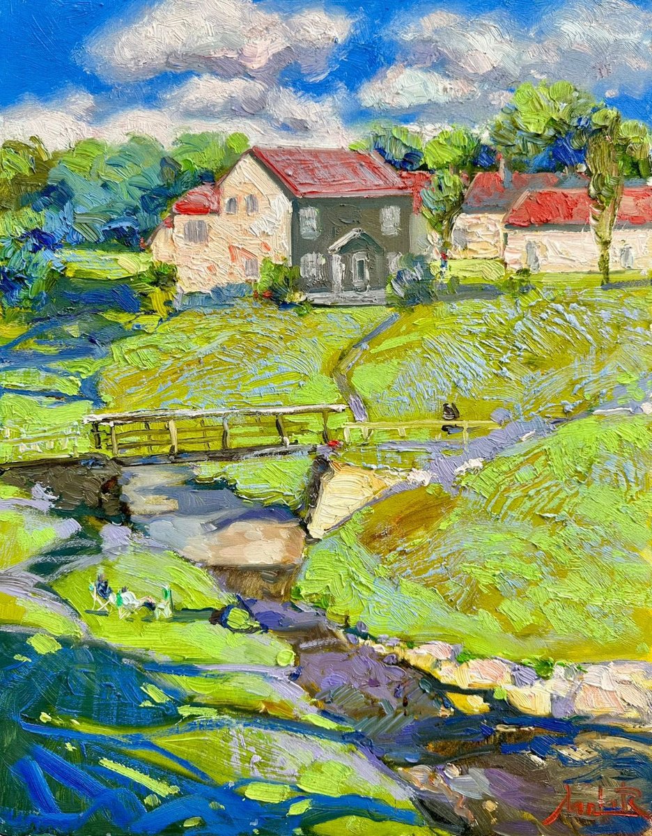 Khanlar Asadullayev | Original Oil Painting | The Green Valley Home | 35 X 45Cm | Artwork For Sale On Artfinder