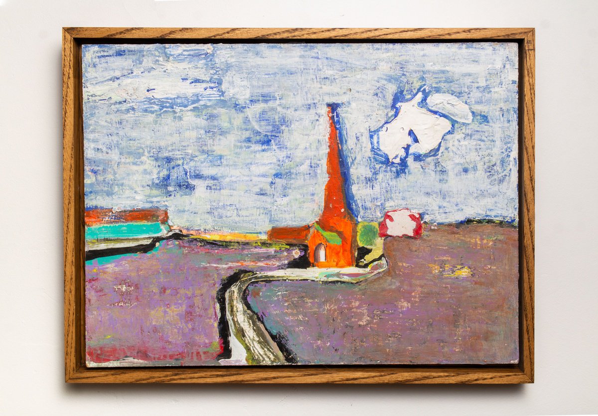 Expressive Landscape Acrylic Painting By Bohdan Katolyk, 17 X 13, Berlin Church, Original Artwork