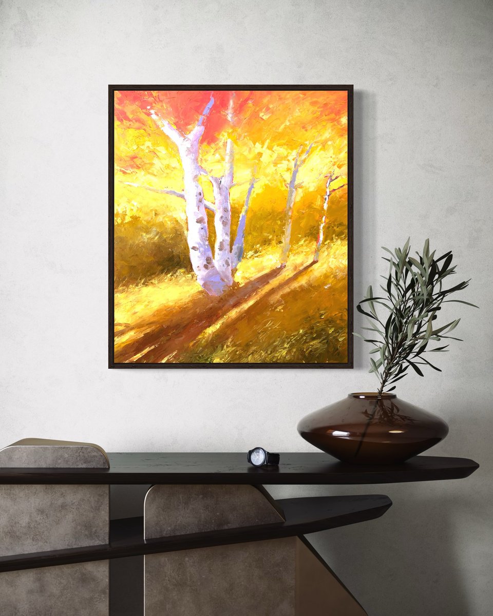 Impressionistic Landscape Oil Painting By Volodymyr Smoliak, 24 X 28", Warm October, Original Artwork