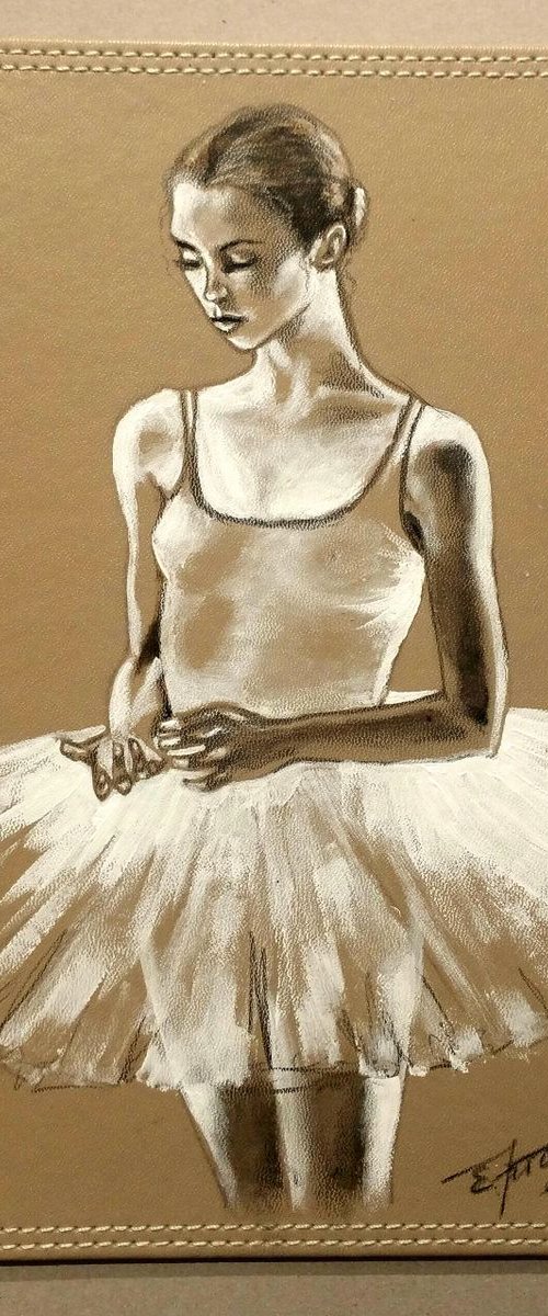 "Ballet  dancer I " Original  acrylic painting on board 22x29x0.5cm.ready to hang by Elena Kraft