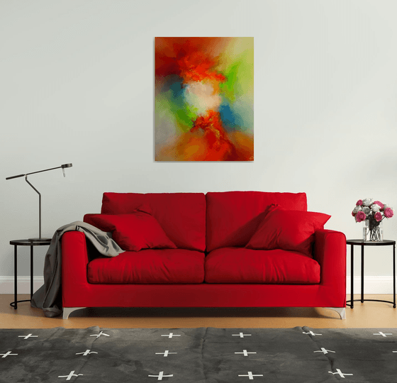 'RAZZAMATAZZ III' (LARGE ABSTRACT OIL PAINTING ON DEEP GALLERY QUALITY CANVAS -100cm X 80cm X 4.5cm)