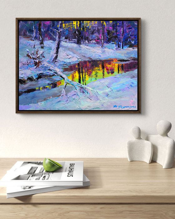 Forest Lake In The Winter Forest