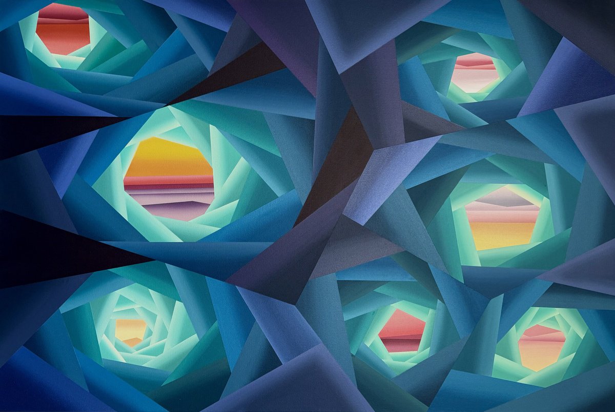 Geometric Abstract Acrylic Painting By Shushanik Karapetyan, 36 X 24", Possibilities, Original Artwork