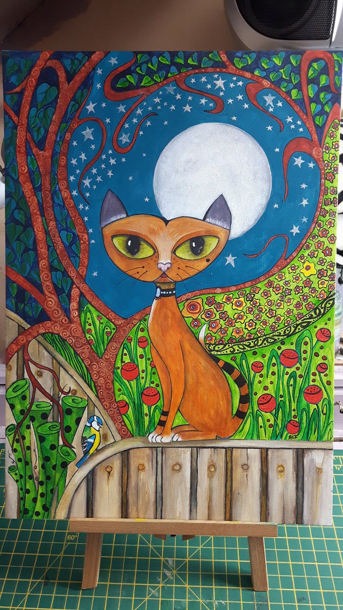 Cat Tree & Moon Acrylic store Painting