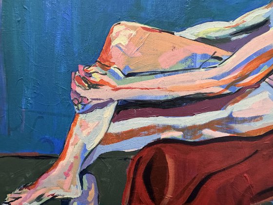 Seated older chap nude