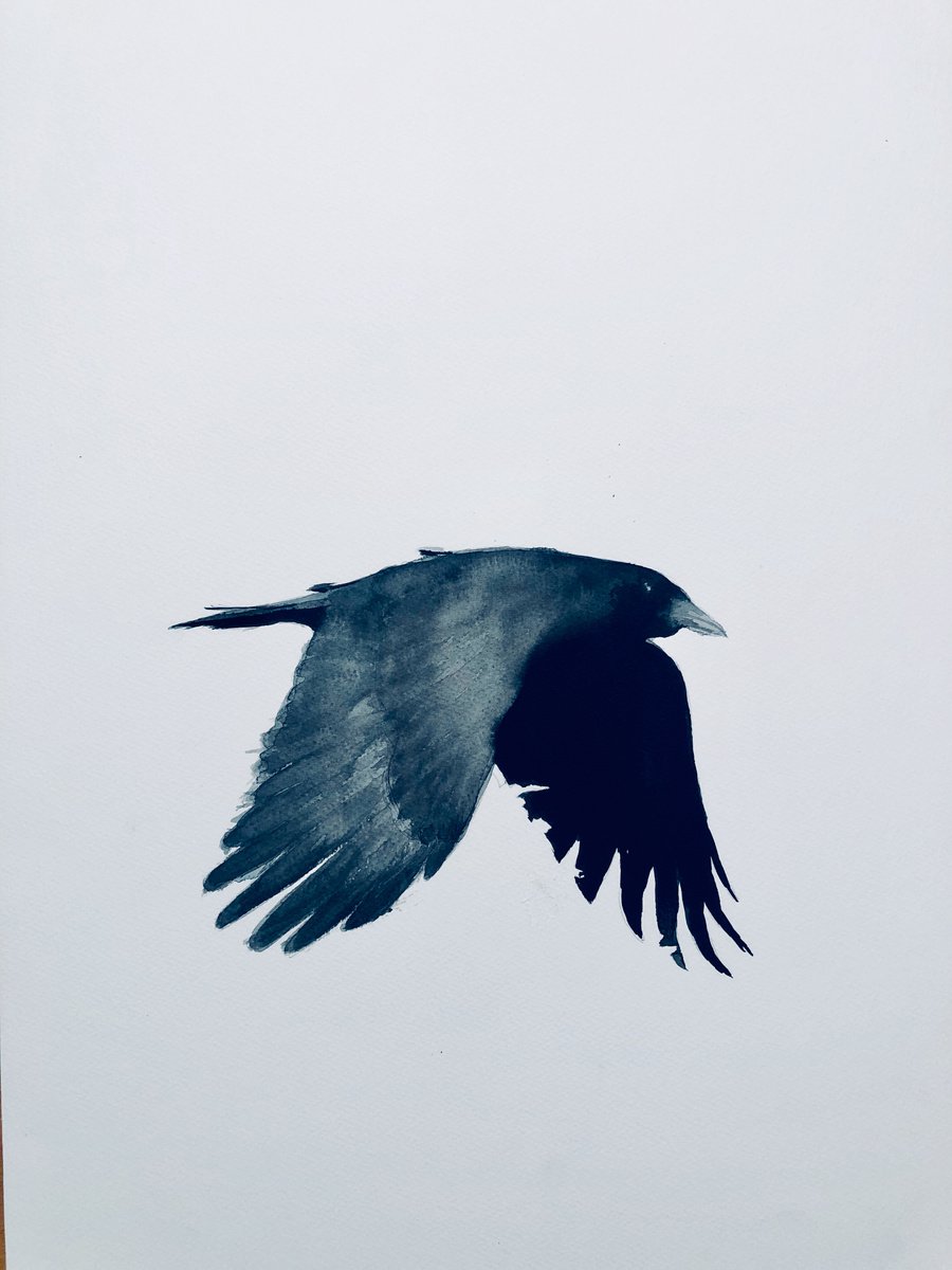 Impressionistic Animal Ink Drawing By Shabs Beigh, 24 X 33", Flight, Original Artwork