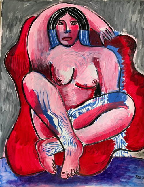 Nude with Red Blanket by Roberto Munguia Garcia