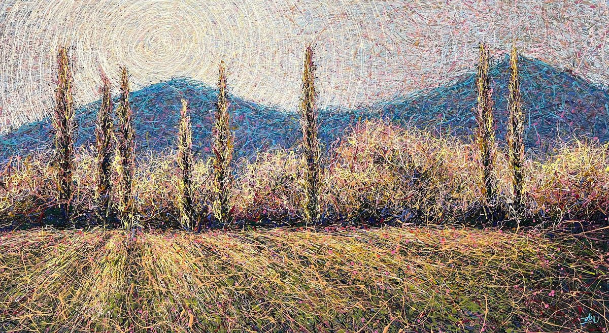 Impressionistic Landscape Acrylic Painting By Nadiia Antoniuk, 79 X 43", Brief Moment Of Light, Original Artwork