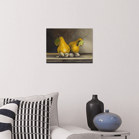 Two Pears and Walnuts